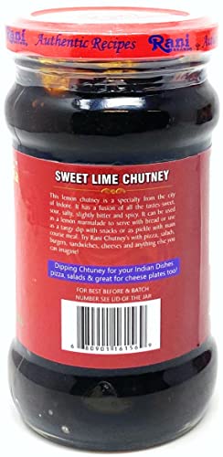 Image of Rani Lime Sweet Mango Chutney (Indian Preserve) 10.5oz (300g) Glass Jar, Ready to eat, Vegan ~ Gluten Free Ingredients, All Natural, NON-GMO