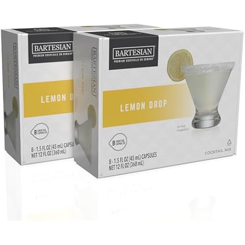 Bartesian 16-Pack Lemon Drop Mixer Capsules for Cocktail Machine – Home Bar Mixology Cocktails Mix Pod Capsule Set to Use with the Bartesian Cocktail Drink Maker Machine