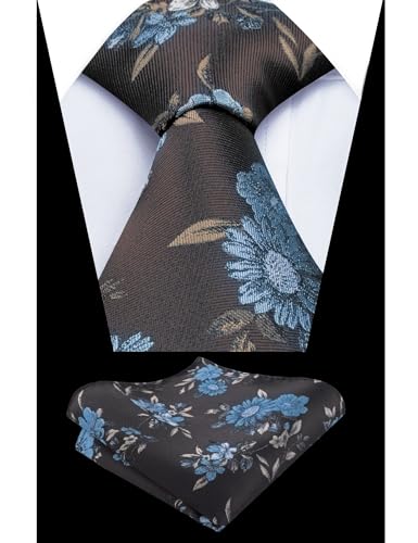 Image of Alizeal Mens 3.15'' Colorful Flower Pattern and handkerchief Necktie Set