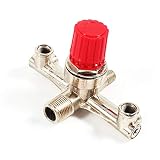 COMOK Double Outlet Tube Zinc Alloy Air Compressor Fittings Red Cap Regulator Pressure Valve Switch