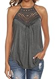 Women Halter Neck Tops Summer Sleeveless Cute Basic Tank Tee Shirts Blouse Grey XL