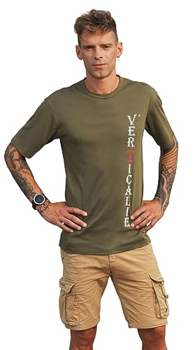 Camiseta De Manga Corta De Lujo para Hombre En Puro Algodón Superior Pima 100% Made In Italy – Milán Tallas Verticales Elija Su Largo Verde XL-E