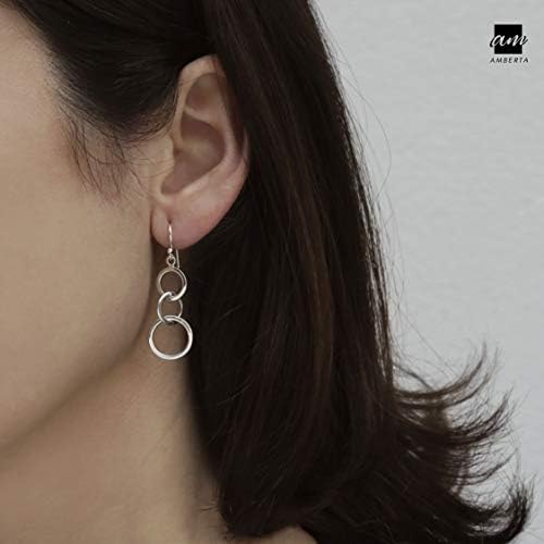 Amberta Women's 925 Sterling Silver Geometrical Drop Earrings