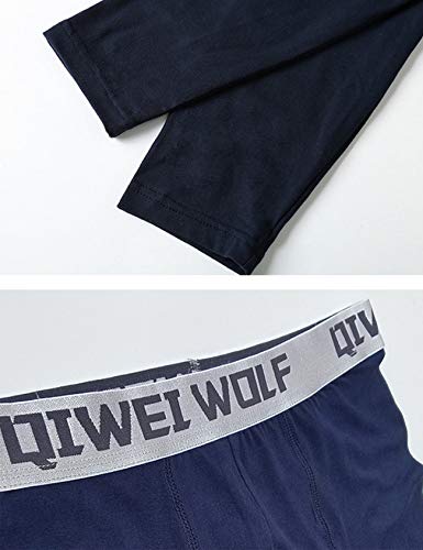 Men's Solid Color V-Neck Thermal Underwear Set2