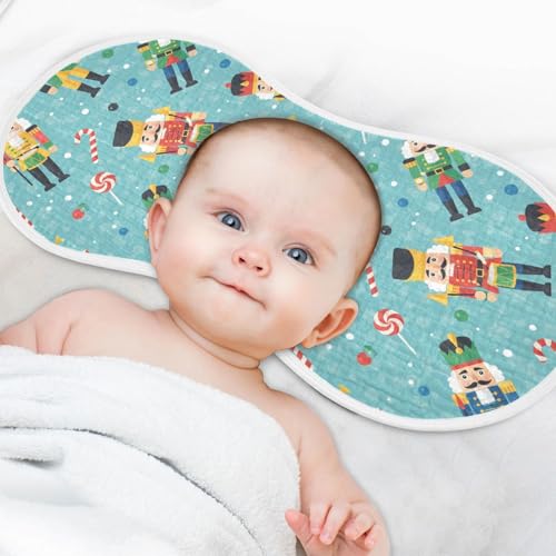 2 Pack Muslin Burp Cloths Christmas Nutcracker Candy Cotton Baby Burp Cloths Absorbent Burping Cloth Soft Spit Up Rags for Newborn Must Haves, Large 22" x 11"4