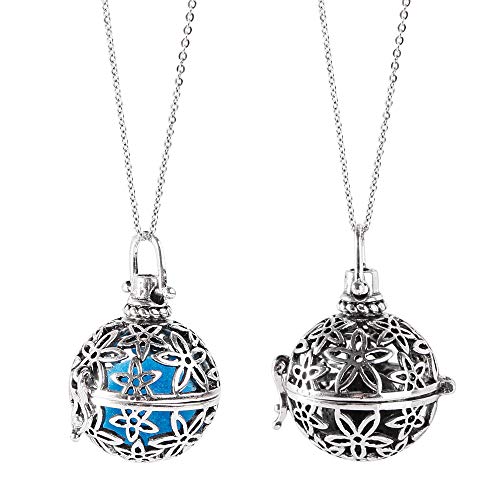 Colar difusor de óleo essencial de aromaterapia pedra vulcânica pingente/medalhão prata antiga com c