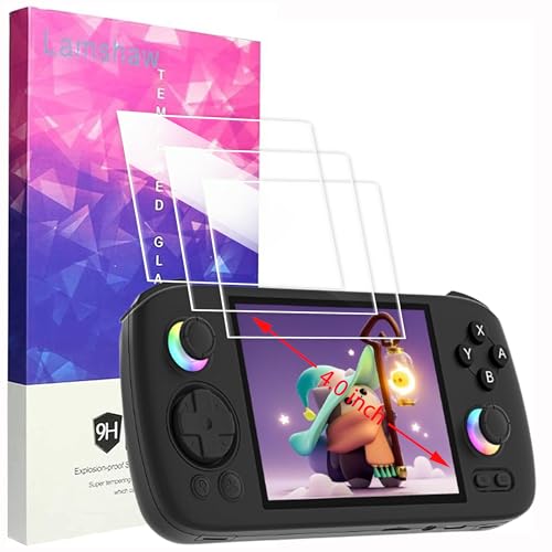 Lamshaw RG406H Retro Handheld Game Screen Protector, 9H Tempered Glass Screen Protector Film Compatible with RG406H Retro Handheld Game Console 4 Inch (Glass-3 Pack)