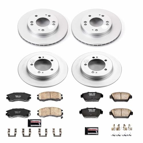 Image of PowerStop Front and Rear Brake Kit for Eagle Talon 1990-94 |Mitsubishi Eclipse 1990-94 |Plymouth Laser 1990-94 - Fully-Coated Disc Rotors with Z17 Ceramic Brake Pads Replacement, CRK682