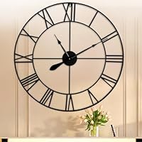 Foinwer 30IN Extra Large Wall Clock Modern,Silent Non Ticking Wall Clocks Battery Operated, Metal and Great Roman Numerals,Industrial Wall Clock for Office,Home Decor,Kitchen
