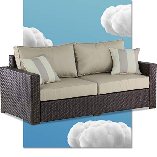 Serta Laguna Resin Outdoor Patio Furniture Collection, Sofa, Brown Wicker #TOP18
