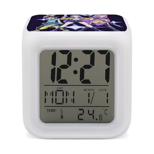 KPOPガールズ! デーモン・ハンターズ 目覚まし時計 置時計 デジタル ライト 時計 見やすい シンプル 温度計 多機能