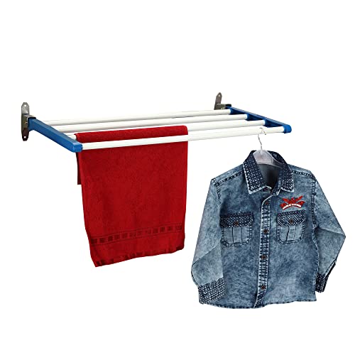 Image of Dhani Creations Heavy Duty Steel Foldable Wall Mounted Cloth Dryer | Clothes Drying Stand | Clothes Hanger (4 Pipe X 24 inches)(Alloy Steel)