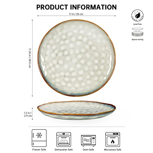 Henten Home Cake Plate, Set of 4 Porcelain Dessert Plates, Stoneware Dinner Plate Modern Beige, Crockery for 4 People - Image 2