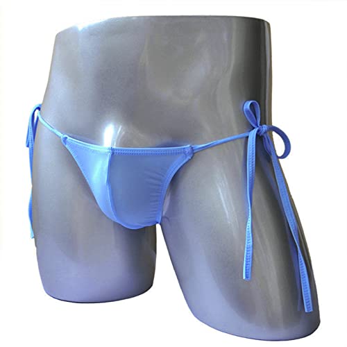 JEsilunmaMY Mens Sissy G-String Thongs Ice Silk Side Tie Pouch Underwear Bikini Briefs Lace Up Breathable Panties Swimwear2