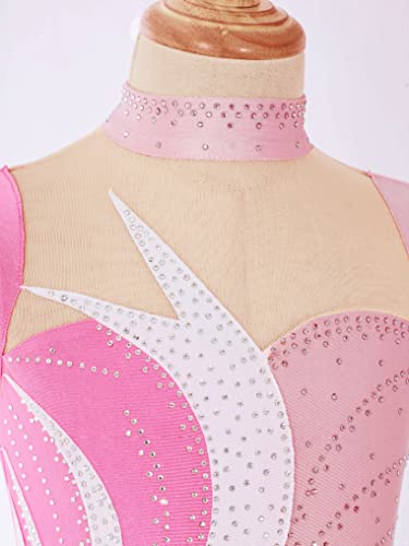 Yuumin Kids Girls Ice Figure Skating Dress Sleeveless Skate Competition Costumes Ballet Dance Tutu Skirt Pink B 12 Years #TOP4