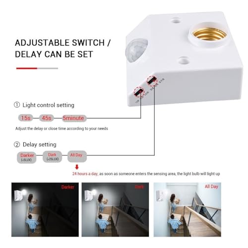 Interruptor de luz de sonido E27 con sensor de movimiento PIR automático para techo 3