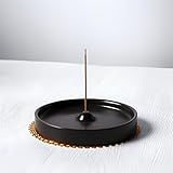 SZOILKR Incense Holder Modern Minimalist Circular Incense Burner for Cone or Stick Incense Ceramic Ash Catcher Handmade Incense Stick Burner (Black)