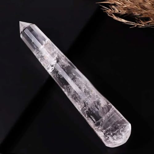 Image of Clear Quartz Crystal Wand Point (100-120g) Natural Polished Gemstone for Reiki, Meditation, Chakra Healing, Energy Amplification, Massage Therapy, Feng Shui Decor & Gifting