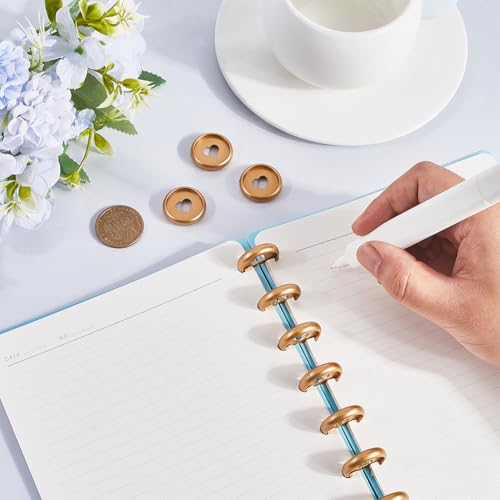SOFPLATE 11Pcs 24mm Plastic Loose Leaf Binder Discs Planner Discs Bulk Gold Hollow Heart Mushroom Hole Discbound Binding Expande Buckle Ring Disc for DIY Notebook Planner Scrapbooking Pages Artwork - Image 3