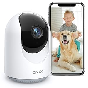 GNCC Pet Camera with Phone APP, 1080P Dog Camera Indoor Security Baby Camera, 2-Way Audio, Motion Detection and Tracking, Night Vision, Real-Time Alerts, 355° Pan (Manual Up/Down), 2.4GHz Only (P1)