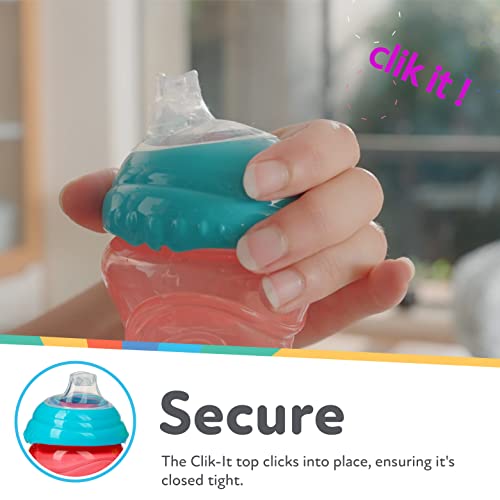 Nuby 3 Piece No-Spill Easy Grip Cup With Soft Flex Spout, Clik It Lock Feature, Girl, 10 Ounce #TOP1