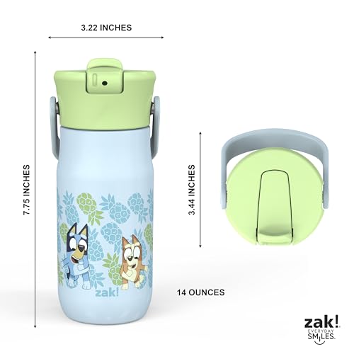 image for Zak Designs Harmony Bluey Kid Water Bottle for Travel or At Home, 14oz