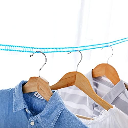 Eidyer Portable Clotheslines, 3Pcs 5M Washing Line Outdoor Windproof Portable Clothesline, Non-slip Elastic Nylon Laundry Rope Line for Indoor Outdoor Camping Travel Hanger