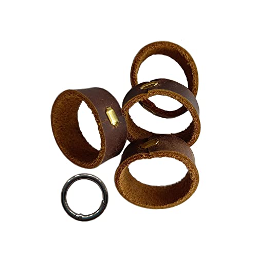 4 Pack Leather Belt Keeper + 1 Key Ring Belt Strap Loop Ring Buckle Parts for Leather Craft Bag Strap Belt
