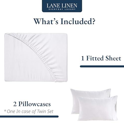 Image of 100% Organic Cotton White King Fitted Sheet, 3-Piece Set (1 Fitted Sheet, 2 Pillowcases), Percale Weave,Cotton Fitted Sheet, Ultra Soft, Breathable, GOTS Certified, Fits Mattress Upto 15 inch Deep - White