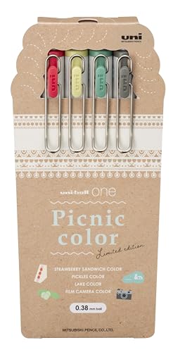 三菱鉛筆 ゲルボールペン ユニボールワン 0.38 ピクニックカラー 4色セット UMNS38PIC4C