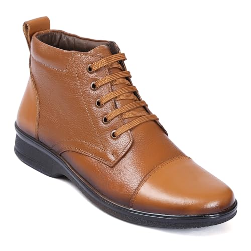 Image of Zoom Shoes A1161 Men's Genuine Leather High Ankle Boots | Stylish Lace-Up Design | Cushioned Insole for Comfort | Durable & Trendy for Everyday Wear