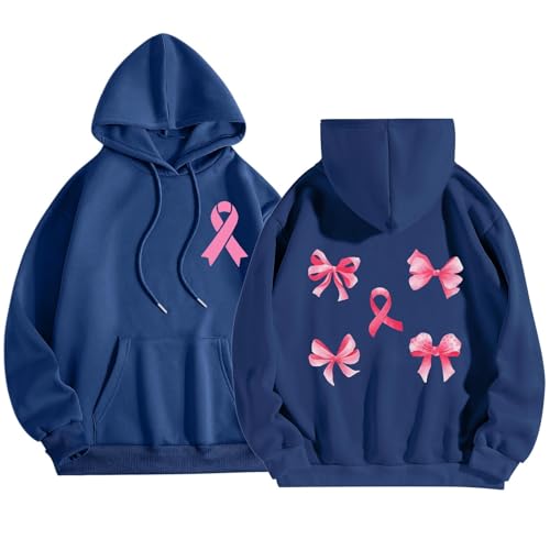 Sweat à capuche ruban rose pull chaud femme contre le froid style ample M