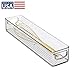 iDesign Slim Clear Plastic Storage Bin, Extra Long Narrow Stackable Organizer for Kitchen and Pantry