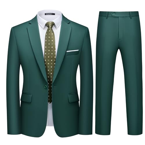 WULFUL Men's 2 Piece Slim Fit Suit Set One Button