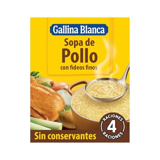 GALLINA BLANCA Sopa de Pollo con Fideos Finos | Sopa Deshidratada | Sin Conservantes, Baja en Grasa - Sobre 71g, 4 raciones