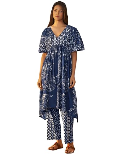Kurta femme en coton pour éviter la chaleur avec style bleu