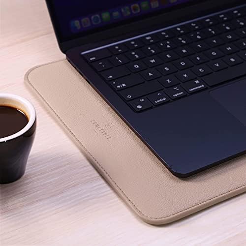 Comfyable Laptop Kılıfı 15 İnç Tam Olarak MacBook Air 15-inç M4 2025 A3241 M3 2024 A3114 M2 2023 A2941 ile Uyumlu, Suni Deri Kapak Kılıf, Kum - Görsel 4