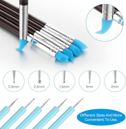 Image of worison 10 Piece Silicone Clay Sculpting Tool Set - Dual Ended Clay Shapers and Sculpting Brushes for Modeling, Dotting, Pottery, Polymer Clay, and DIY Art Projects