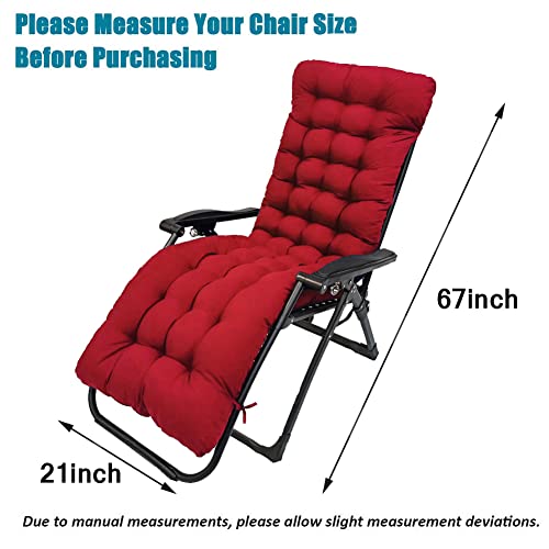 Sun Lounger Chair Cushions,67-Inch Lounge Chaise Cushion Sun Lounger Mattress With Non-Slip Back Elastic Sleeve For Garden Outdoor/Indoor/Sofa/Tatami/Car Seat/Bench (Red) #TOP1
