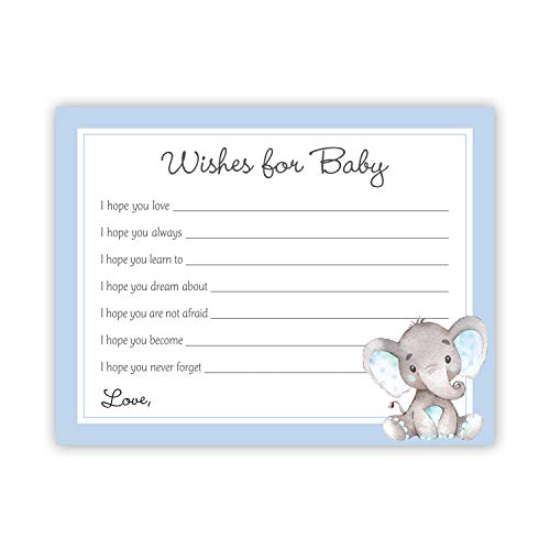 InvitationHouse 48 cnt Watercolor Elephant Baby Wish Cards (Blue)