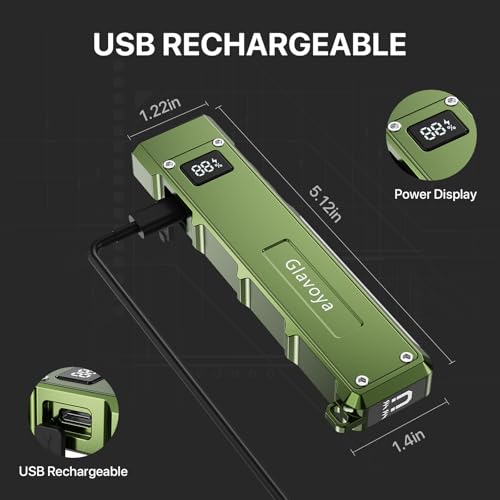 Glavoya EDC Flashlight Rechargeable,1200 Lumens Ultra Bright Flat Flashlight with 9 Modes, Portable Pocket Flash Lights with UV Light,Magnetic Flash Light for Working — view 5