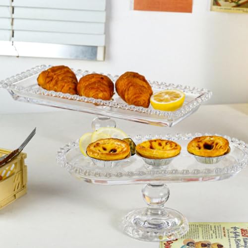 Luxshiny 188K161458KBI Footed Fruit Serving Tray European Style Dessert Snack Display Plate Oval Crystal Glass Appetizer Tray Decorative Food Dishes thumb #5