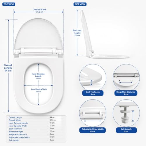 Image of KrissKross White Round Toilet Seat Cover | Western EWC Commode | Soft Close Technology | Heavy-Duty PP | Adjustable Hinges | Easy Installation