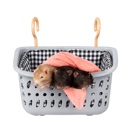 Image of JWShang Rat Hammock for Cage, Chew Proof Hanging Basket Bed with Sturdy Hooks, Pet Cage Accessories, Safe Cozy Small Animal Rodent Hammock for Sugar Glider Mice Snuggling Sleeping