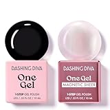 Dashing Diva One Gel Color & Magnetic Topper Duo - 8Ball - Real Black & Iridescent Glitter Topper - 3-in-1 Base Coat, Nail Color & Top Coat - Gel Nail Polish Set