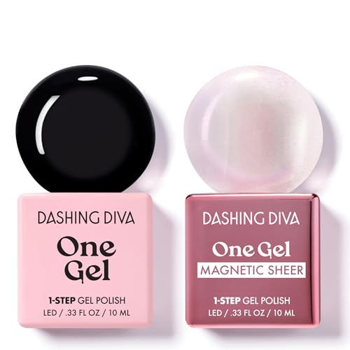 Dashing Diva One Gel Color & Magnetic Topper Duo - 8Ball - Real Black & Iridescent Glitter Topper - 3-in-1 Base Coat, Nail Color & Top Coat - Gel Nail Polish Set