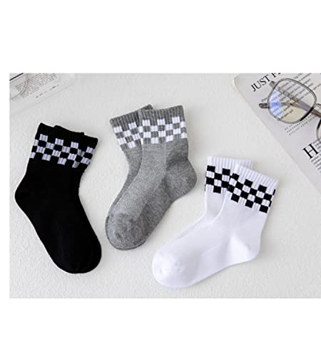 Boys Checkered Crew Socks Plaid Cotton Socks Breathable Cute 3/5 Pairs Toddler Socks 1-12 Years3