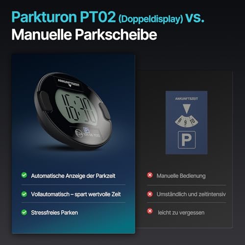 Parkturon PT02 Elektronische Parkscheibe mit Zulassung, Automatische Digitale Parkscheibe Solar fürs Auto… – Ansicht 7