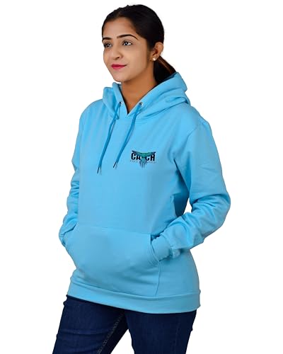 Sweat à capuche imprimé unisexe bleu pull regular avec cordon de serrage