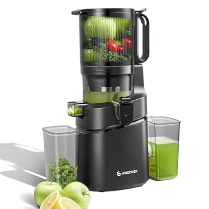 Foto di AMZCHEF Estrattore Automatico, Apertura 145MM e Capacità 1,8L Estrattore Frutta e Verdura Intera, 250W Estrattori di Succhi Professionale con Triplo Filtro - Nero